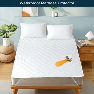 Waterproof Mattress Protector With Straps Stretchable Quilted Mattress Cover up to 16" Durable Anchor Band Bed Cover Size Mattress Pad Covers