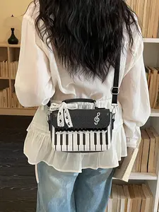 1pc  Ladies' crossbody bag, contrasting color handbag, piano key flip cover, Flap crossbody purse, fashionable and versatile, elegant and trendy, suitable for work, commuting, shopping, dating, ladies' crossbody bag