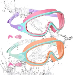 Kids Swimming Goggles 2 Pack for Ages 3-15, UV Protection Anti-Fog Waterproof, Wide Vision Adjustable Swim Goggles with Earplugs Nose Clip for Boys Girls love gift tiktokshopspringglowup