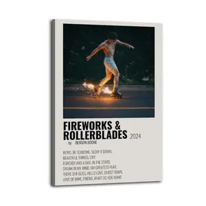 Benson Boone Fireworks & Rollerblades Gift For Friend Poster Bed Room Living Room Decor Modern Aesthetic Modern Aesthetic Office Gym Art Posters For Dorm Wall Decor