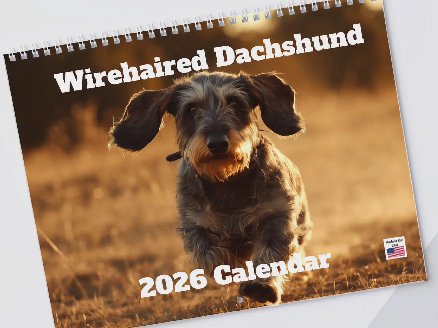 Dachshund Wirehaired 2026 Wall Calendar Gift For Dog Lovers Christmas Office Decor Cute Animal Santa Gift With Hanging Hole And Wire Coils