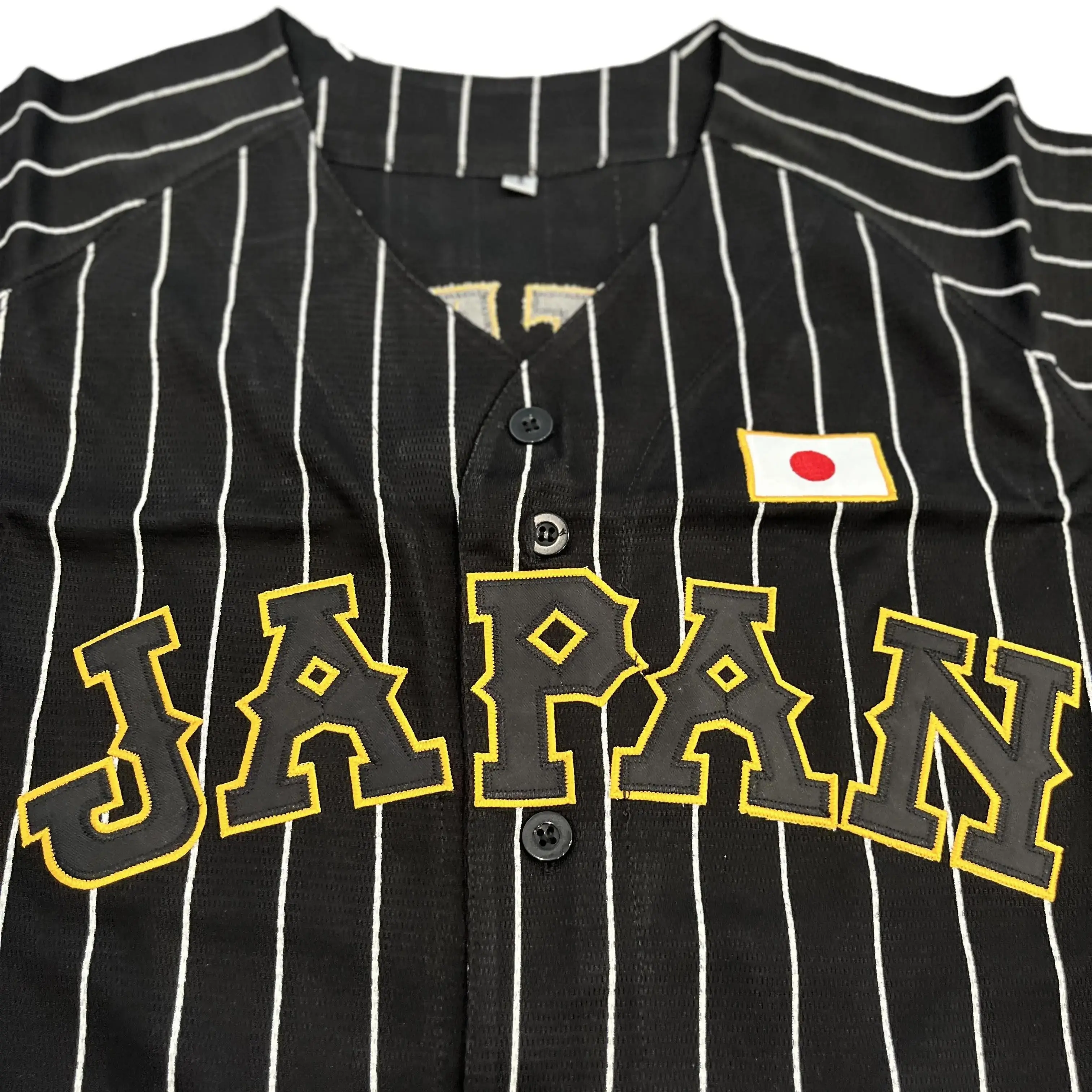 Men's Black Pinstripe #18 Yamamoto Team Japan Baseball Stitch Mens