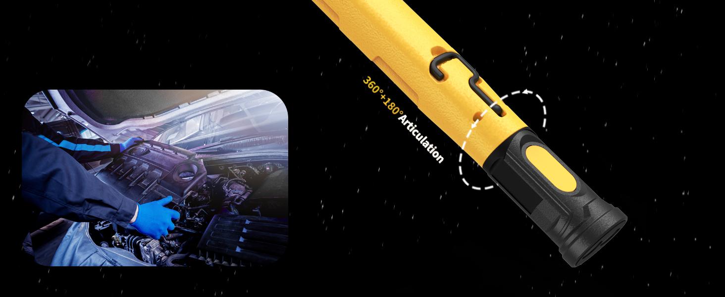 2 PCS Under Hood Work Light Bar, 3000LM LED Magnetic Light Bar with Hooks, 5200mAh Cordless Rechargeable Hood Light, Single Pack, Ideal for Mechanic, Car Repair & Garage Use