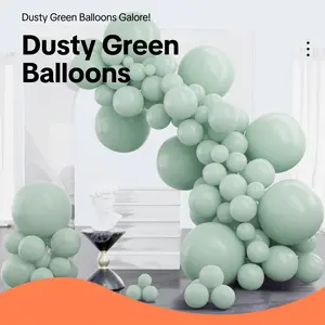 100Pcs Jungle Safari Dusty Green Balloons  Mixed Sizes for Dinosaur Birthday, Wild One & Woodland Party Decor