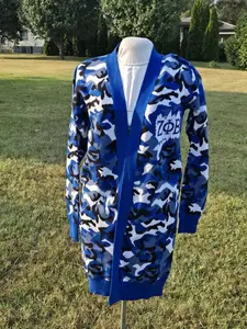 Zeta Phi Beta ZOB Camo Sweater Cardigan for Zeta Soror Stay Warm in Style this Winter Exclusive Knitwear for Women - Womenswear