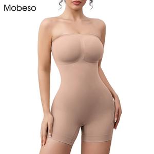 Mobeso Strapless Women's Tummy Control Shapewear Bodysuit - Seamless Body Shaper Without Straps, Compression Basic Black Minimalist Womenswear perfect suit