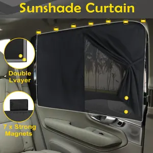 Car Window Shades, 2 PCS Magnetic Double Layer Car Sun Shade for Side Windows Privacy Full Covers/Half Shade Options Back Car Window Curtains for Baby Protection