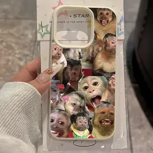Brand new and uniquely creative monkey collage pattern printed phone case, suitable for all iPhone series models including 17, 16, 15, 14, 13, 12, 11 Pro Max. High-quality, anti-dirt, anti-drop, and durable phone case. One of the best choices for gifts