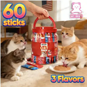 MEWNO Lickable Cat Treats 60 Tubes 3 Flavors Variety Pack 0.5 Ounces Each Tube Hydrating Purée for Cats Low Calorie Urinary & Kidney Health Supplements
