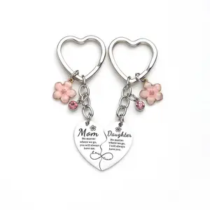 2 Pcs Mother/Father Daughter Heart Matching Keyring Keychain Set Gifts For Mom Mothers Day Gifts from Daughter