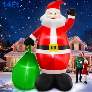 14 Ft by 8.5 Ft Giant Christmas Inflatable Santa Claus with Gift Bag Outdoor Decorations, Lighted Outside Standing Blow Up Santa Yard Decor for Lawn Garden Parties Holiday Xmas DecorationsAB11Monlisse