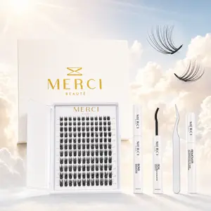 Velvet DIY Lash Extension Kit - 144 Clusters | Bond & Seal + Remover + Tweezers | Latex-Free | 10-18mm