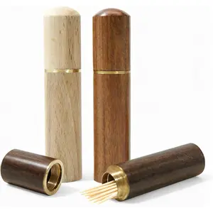 3 Pcs Wooden Toothpick Holder Portable Mini Toothpick Case Wooden Sewing Needles Storage Holder for Needle Toothpick Bead Cotton Swab and Other Small Items