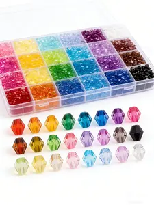 2800pcs Transparent Acrylic Beads, Bicone Shape, 6x5.5mm, 1-2mm Hole, Boho Style, DIY Mix Beads, Jewelry Making Kit, Includes Storage Box, DIY Beading Accessories