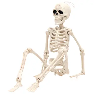 16-Inch Halloween Skeleton 3pcs with Movable Joints, Realistic Full-Body Decor for Haunted House Props, Spooky Halloween Decoration, Ornaments