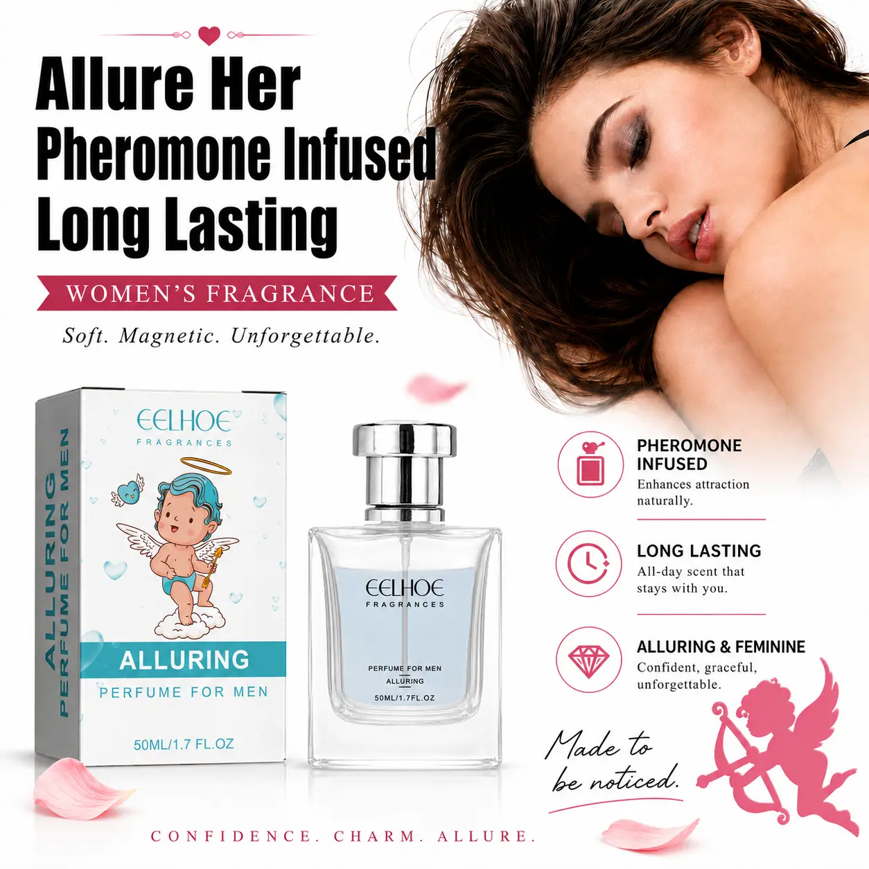 EELHOE Cupid Perfume, Long-Lasting Alcohol-Free Niche Fragrance for Youth, Light Fresh Signature Scent, 50ml