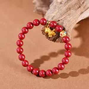 Pup CZ Cinnabar Bracelet with Horse Pendant - 2026 Chinese Zodiac Lucky Amulet, Female Ethnic Fashion Costume Jewelry, Ideal Gift for Family Members or Birthday Girls