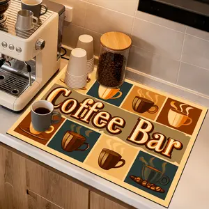 Coffee Mat Absorbent water and Quick Dry Mat kitchen floor mat Hide Stain Rubber Backed Anti-Slip Drying Mat Coasters coffee bar tableware mat modern kitchen accessory Fit Under Coffee Maker Coffee Machine Coffee Pot Espresso Machine Dish Rack 40x50cm