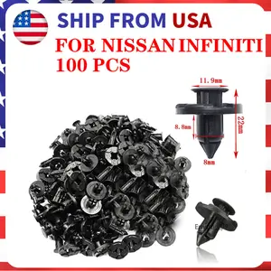 100pcs Bumper Clips 8mm Plastic Rivet Fastener Mud Flaps Fender Push for NISSAN