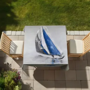 360 stand Gray-Blue Nautical Boat Sailing Tablecloth - 58x58in Washable Weather Resistant Outdoor Patio Table Cover, Indoor-Outdoor Furniture Decor (Model C1TC5858LC3PG1), Washable Table Cover, Weather Resistant Table