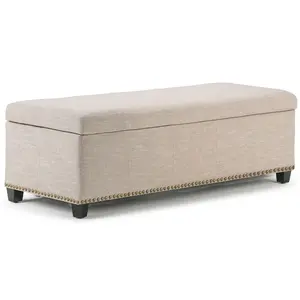 Kingsley Large Storage Ottoman in Linen