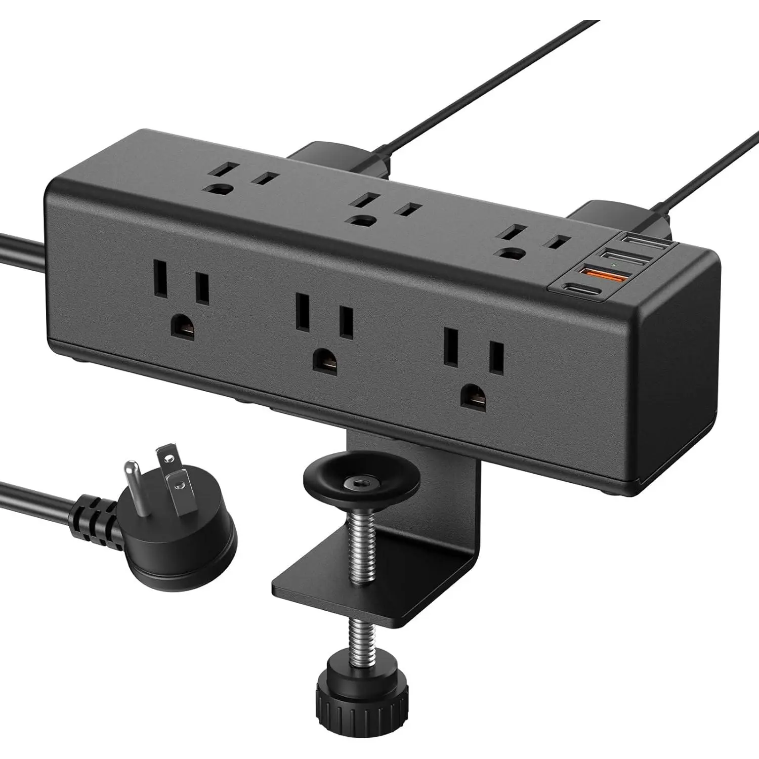 Desk Clamp Power Strip with 9 Outlets, Desktop Edge Mount Surge Protector with USB-A and USB-C Ports, Widely Spaced Desk Outlet Fast  Station, 6 FT Flat Plug, Fit 1.6 inch Table.