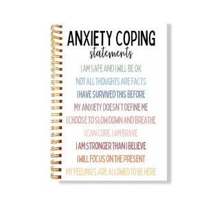 Anxiety Coping Statements  Journal Notebook, 1 Count Inspirational Mental Health Spiral Notebook, Gift for Friends School Counselor Therapist