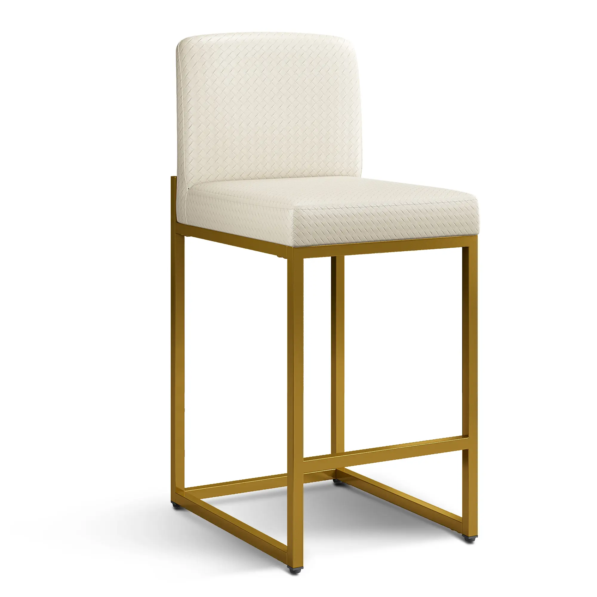 White Woven Faux Leather + Golden Square Frame