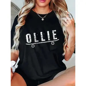 100% Cotton Skateboarder Ollie Skateboard Graphic Printed Tee T-Shirt