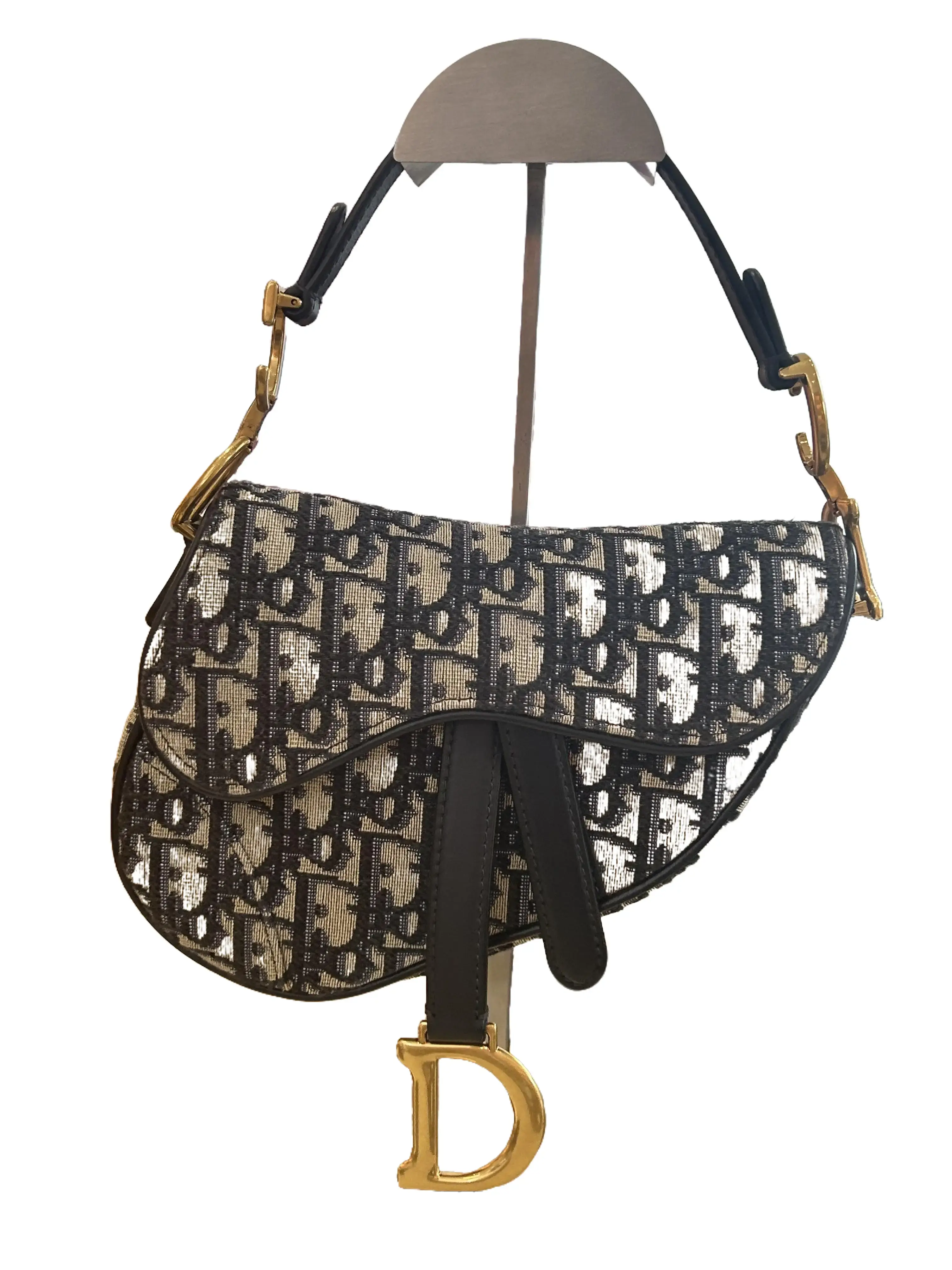 Pre-owned Dior Saddle Bag, Oblique Canvas Vintage Designer Shoulder Bag