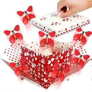 Mother's Day Butterfly Explosion Gift Box, Flying Butterfly Surprise Box for Birthday, Wedding, Anniversaries, Christmas (Red)