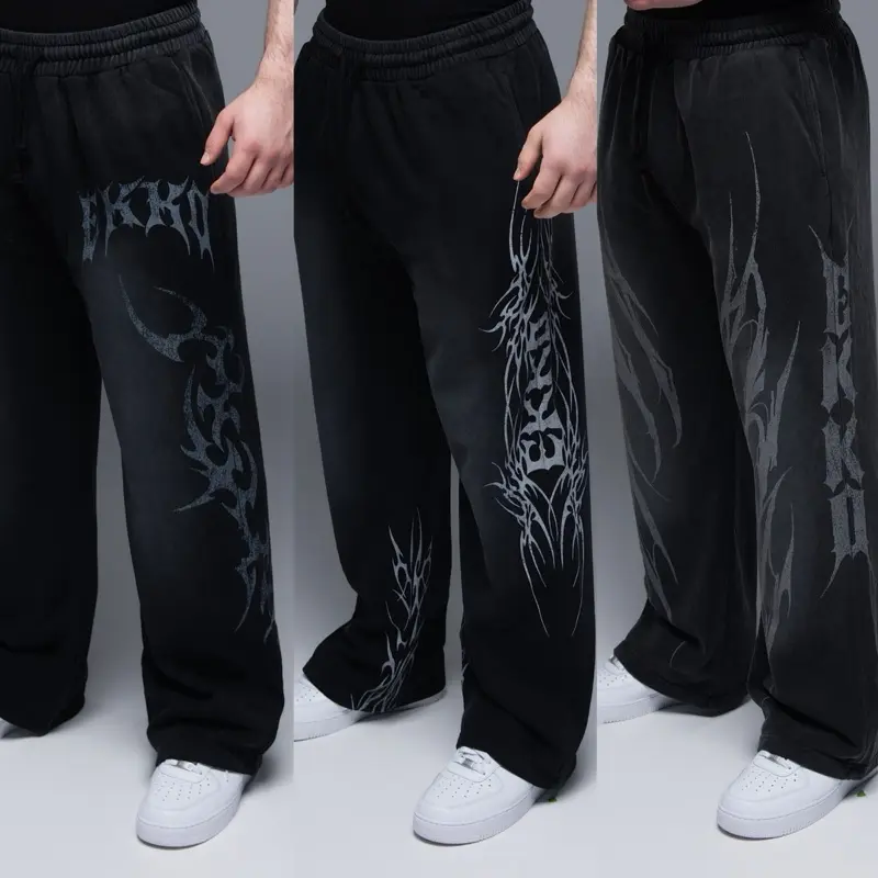 EKKO Oversized Graphic  Acid Wash Fleece Sweatpant