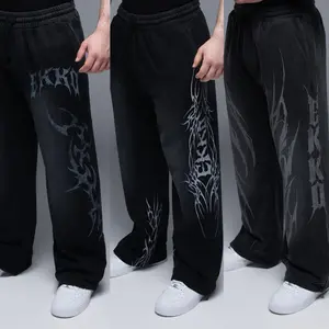 EKKO Oversized Graphic  Acid Wash Fleece Sweatpant
