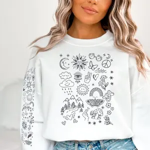 Cottage core Boho Graphics  Doodle Shirt - Goblincore Clothing - Gift for Her Sweatshirt Fit Knit Womenswear Athletic