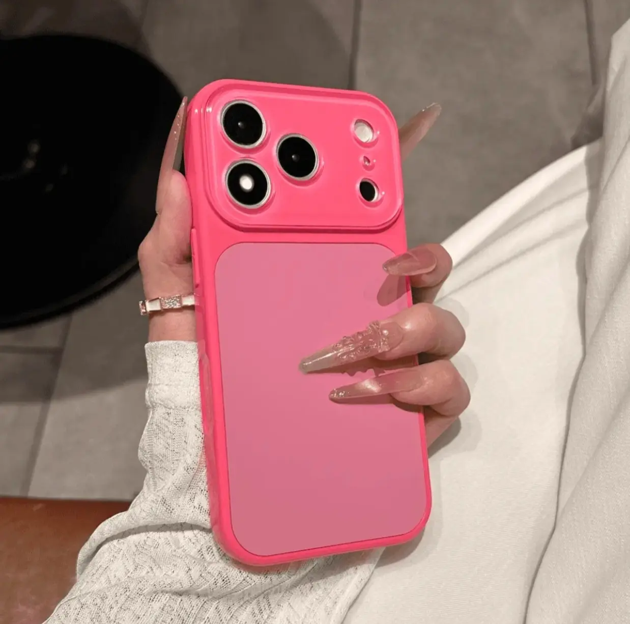 Premium solid-color phone case with subtle shimmer, compatible with Apple iPhone 17, 16, 15, 14, and 13 series models; shock-resistant, slip-resistant, and dustproof
