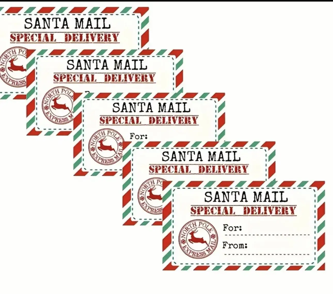 Santa's Helper Gift Tags - 50pcs Bulk Christmas Labels with North Pole Postmark, Personalizable Name/Message Space, Easy Peel & Stick Adhesive for Presents, Stocking Stuffers, Party Favors & Holiday Packaging