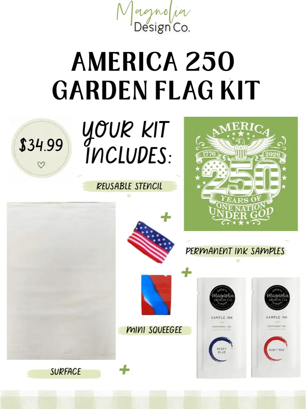 America 250 Reusable Stencil Kit, Magnolia Design Co. | DIY Kit Patriotic Garden Yard Flag