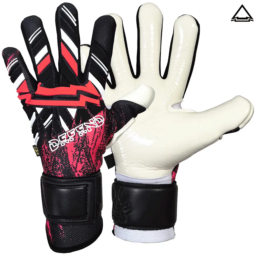 DEFEND CD2 Pro Adult Football Goalkeeper Gloves - 1 Pair Football Equipment with 100% Full Latex Palm, Sticky Turf Grip, Shot Power Absorption, Suitable for Rain or Shine Soccer Play
