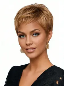 Fashionable Women's Wig Cap, 4 Inch Short Straight Hair Wig, Pixel Cut Wig, Rose Net Headcap, Easy Wear and Manage, Christmas/new Year/daily Use