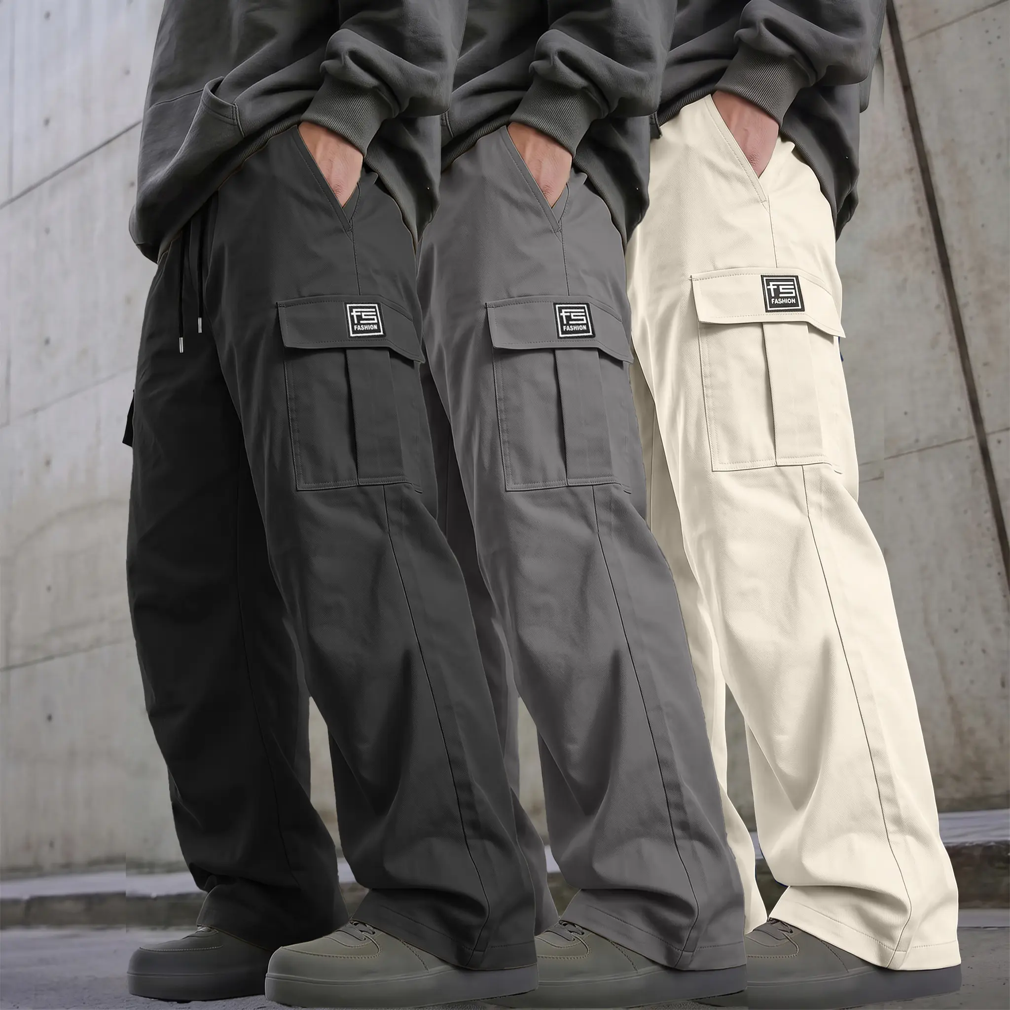 2PCS, Men’s Multi-Pocket Cargo Pants – Drawstring Waist, Multiple Pockets Design, Suitable for Hiking and Everyday Comfort, Durable and Comfortable Wear, Outdoor Pants | Casual Sport Pants, Available in Multiple Colors