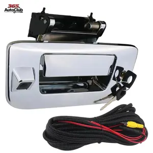 Compatible with 2007-2014 Chevrolet Chevy Silverado & GMC Sierra 1500 2500 3500 Truck Chrome Backup Camera with Tailgate Handle Bezel Trim Lock Cylinder Tailgate Parts High Definition Waterproof Reverse Camera