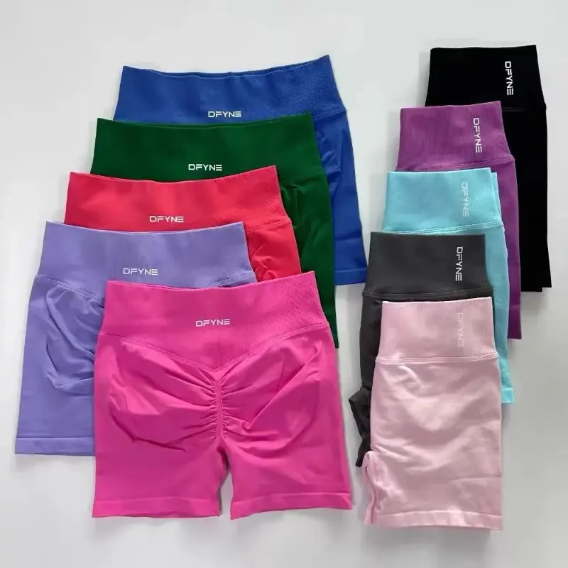 Women's Seamless Scrunch Bum Gym Shorts, Sporty Low Waist Shapewear with Ribbed Band & High Stretch for Workout & Yoga