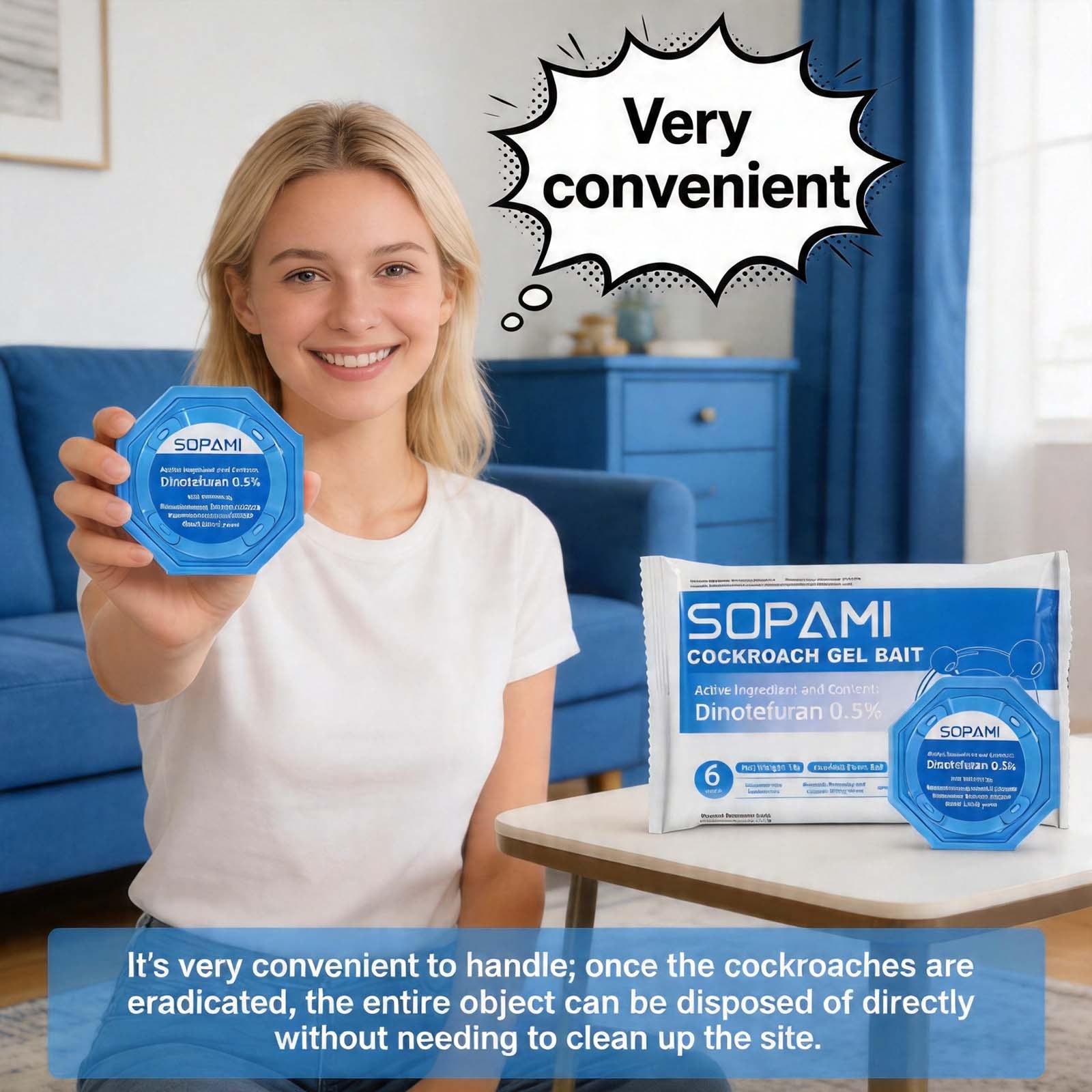 SOPAMI Insecticidal Bait - Small Size Roach Bait for Kitchen & Indoor Use with Dinetofuran 0.5% Active Ingredient No Magnets Cockroach Repellent Gel Cockroach Control Cockroach Killer