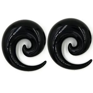 Pair Huge Black Acrylic Super Spirals tapers Gauges earrings ears 00g 1/2 9/16 5/8 3/4 7/8 24mm 18mm 20mm men women ear stretching 10mm 12mm 14mm 16mm 22mm gift