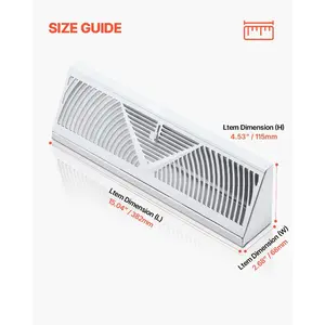 VEVOR 15-Inch Floor Registers, 10-Pack Baseboard Registers, HVAC Heavy-Duty Walkable Iron Floor Vents, Rustproof Anti-Peeling Air Vents Deflector Adjustable with Metal Damper for Home Office, White