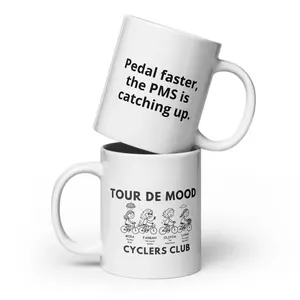 Pedal Faster Cycle Gang Mug Ceramic 11 oz Dishwasher & Microwave Safe Tour de Mood Reusable Coffee Cup