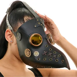 Plague Doctor Mask Retro Leather Steampunk Halloween Costume Long Nose Bird Beak Cosplay Props