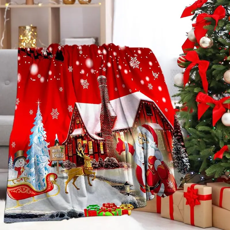 Cozy Christmas Santa Plush TV Blanket in Ultra Soft, Anti-Pilling Fleece - Warm, Lightweight Reversible Throw for Bed, Sofa, Camping or Travel - Hypoallergenic, Machine Washable Holiday Gift for Teens, Adults, Family & Friends in Queen or King Size