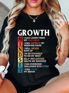 100% Cotton Unisex Growth Mindset Definition - Motivational Quote Inspiration T-Shirt Casual Graphic Printed Vintage Tshirt