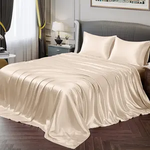 Sheets Full Soft Bed Sheets Beige Sheet Set, 1 Deep Fitted Sheet + 1 Flat Sheet + 2 Pillowcases